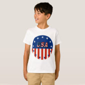 VS - Amerikaanse vlag en sterren in het cirkelvorm T-shirt (Voorkant volledig)