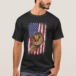  VS Amerikaanse vlag gescheurde kat katten T-shirt