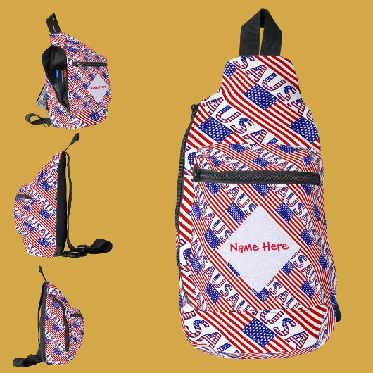 VS Amerikaanse Vlag Getegeld Rood Personalisatie Sling Bag