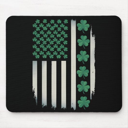 VS Amerikaanse Vlag Klaver St. Patrick's Day Ameri Muismat (Voorkant)