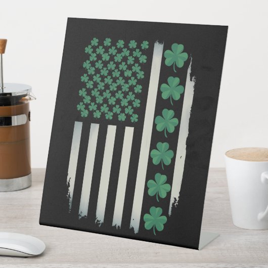 VS Amerikaanse Vlag Klaver St. Patrick's Day Ameri Reclamebord Met Voetstuk (Insitu)