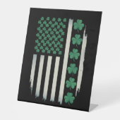 VS Amerikaanse Vlag Klaver St. Patrick's Day Ameri Reclamebord Met Voetstuk (Voorkant)