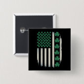 VS Amerikaanse Vlag Klaver St. Patrick's Day Ameri Vierkante Button 5,1 Cm (Voorkant /achterkant)