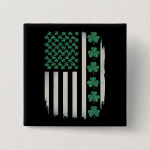 VS Amerikaanse Vlag Klaver St. Patrick's Day Ameri Vierkante Button 5,1 Cm