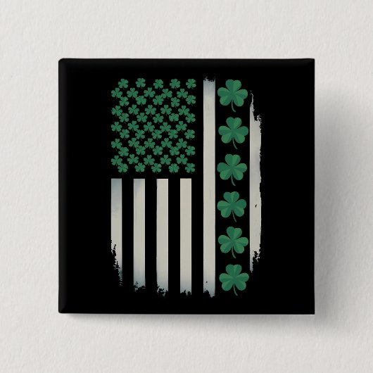 VS Amerikaanse Vlag Klaver St. Patrick's Day Ameri Vierkante Button 5,1 Cm (Voorkant)
