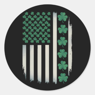 VS Amerikaanse Vlag Klavertjes St. Patricksdag Ame Ronde Sticker