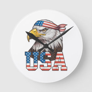 VS Amerikaanse Vlag Mannen Vrouwen Kinderen Amerik Ronde Klok