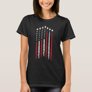 VS Amerikaanse vlag met gevechtsvliegtuigen 4th of T-shirt