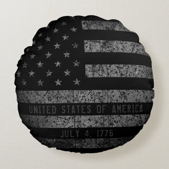  VS Amerikaanse vlag noodtekst Rond Kussen (Voorkant)