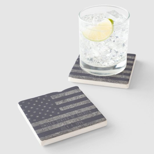 VS Amerikaanse vlag noodtekst Stenen Onderzetter (Zijkant)