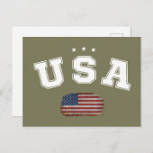 VS Amerikaanse vlag Patriottische Veteranen 4 juli Briefkaart (Voorkant / Achterkant)