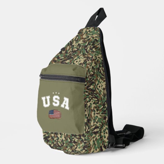 VS Amerikaanse vlag Patriottische Veteranen 4 juli Sling Bag (Rechterhoek)