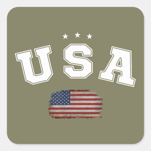 VS Amerikaanse vlag Patriottische Veteranen 4 juli Vierkante Sticker (Voorkant)