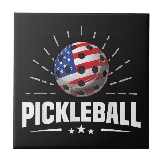 VS Amerikaanse Vlag Pickleball Speler Tegeltje (Voorkant)