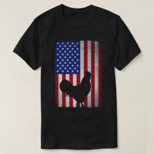 VS Amerikaanse vlag Rooster Lover 4 juli T-shirt