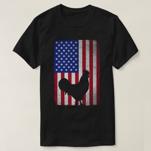 VS Amerikaanse vlag Rooster Lover 4 juli T-shirt (Design voorkant)