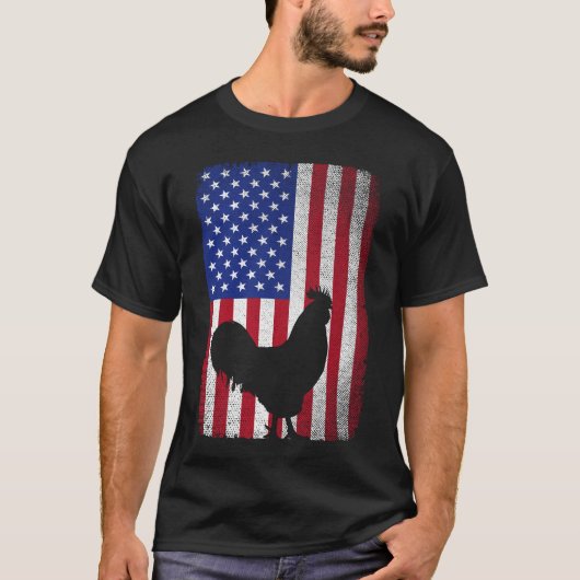 VS Amerikaanse vlag Rooster Lover 4 juli T-shirt (Voorkant)