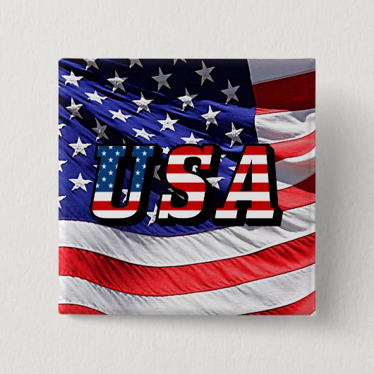 VS - Amerikaanse vlag Vierkante Button 5,1 Cm (Voorkant)