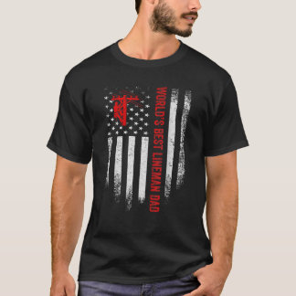 VS Amerikaanse vlag Wereld Beste Lineman Pap T-shirt
