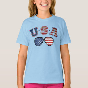 VS Amerikaanse vlag zonnebril Veteraan 4th van jul T-shirt
