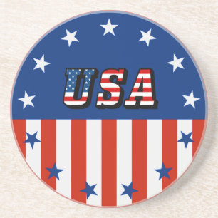 VS - Amerikaanse vlaggestars - Circle Beverage - k Zandsteen Onderzetter