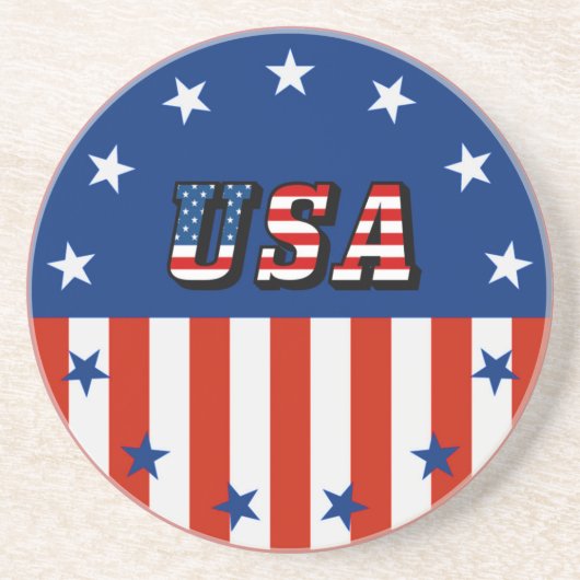 VS - Amerikaanse vlaggestars - Circle Beverage - k Zandsteen Onderzetter (Voorkant)