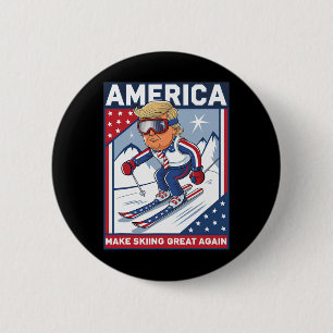 VS Apres Ski Make Skiing Great Again beroemd gemaa Ronde Button 5,7 Cm