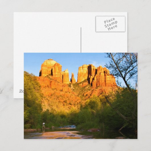 VS, Arizona. Cathedral Rock bij Sunset Briefkaart (Voorkant / Achterkant)