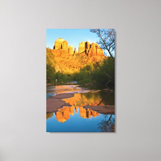 VS, Arizona. Cathedral Rock bij Sunset Canvas Afdruk (Voorkant)