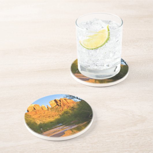 VS, Arizona. Cathedral Rock bij Sunset Zandsteen Onderzetter (Zijkant)