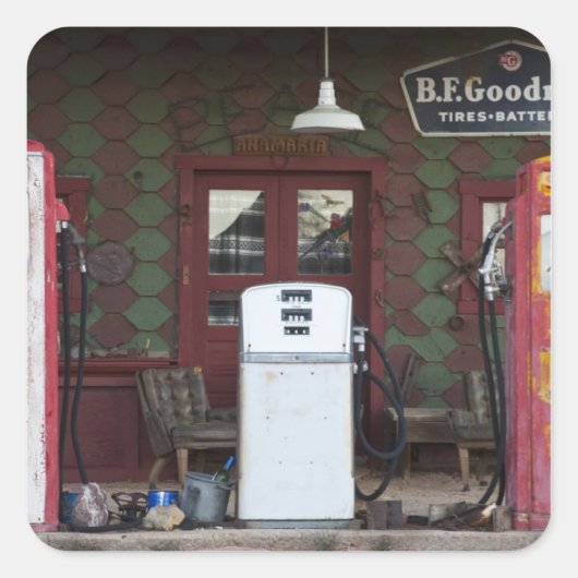 VS, Arizona. Chloride Ghost Town, oud gas Vierkante Sticker (Voorkant)