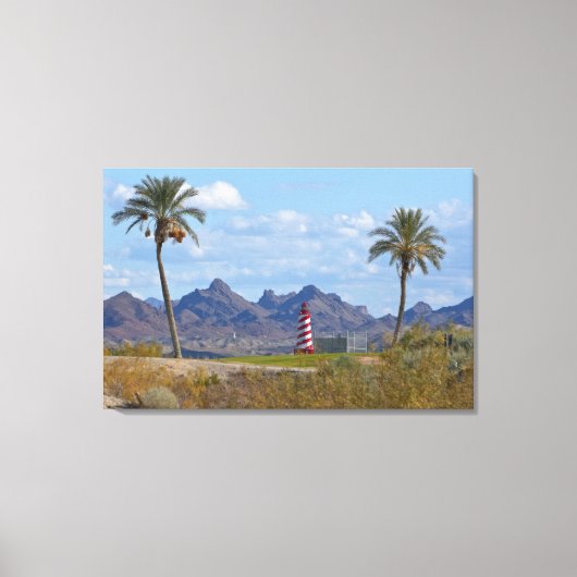 VS, Arizona, Lake Havasu City. Vuurtoren volgende Canvas Afdruk (Voorkant)