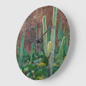 VS, Arizona. Saguaro Cactus veld door een Cliff Grote Klok (Hoek)