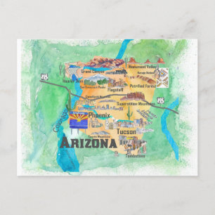 VS Arizona Staat Reis Geïllustreerde Kaart