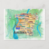 VS Arizona State Reis Geïllustreerde Kaart (Voorkant)