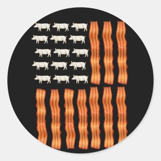 VS Bacon Flag Pig  Ronde Sticker (Voorkant)