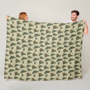 VS-bos beren eland konijnen natuur patroon Fleece Deken