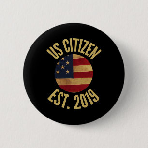 VS-burgerschap 2019 Gif Amerikaanse vlag VS  Ronde Button 5,7 Cm