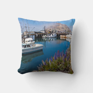 VS, Californië. Aangemeerde boten bij Morro Bay Kussen