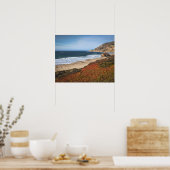 VS, Californië, Big Sur, Rode planten op het stran Poster (Keuken)