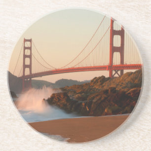 VS, Californië. Gezicht op Golden Gate Bridge Zandsteen Onderzetter