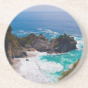 VS, Californië. Gezicht op Mcway Falls Zandsteen Onderzetter