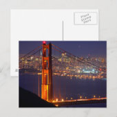 VS, Californië. Golden Gate Bridge 's nachts Briefkaart (Voorkant / Achterkant)