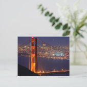 VS, Californië. Golden Gate Bridge 's nachts Briefkaart (Staand voorkant)