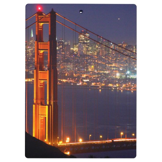 VS, Californië. Golden Gate Bridge 's nachts Klembord (Achterkant)