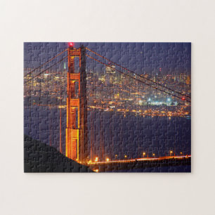 VS, Californië. Golden Gate-brug 's nachts Legpuzzel