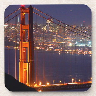 VS, Californië. Golden Gate-brug 's nachts Onderzetter