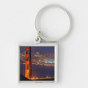 VS, Californië. Golden Gate-brug 's nachts Sleutelhanger
