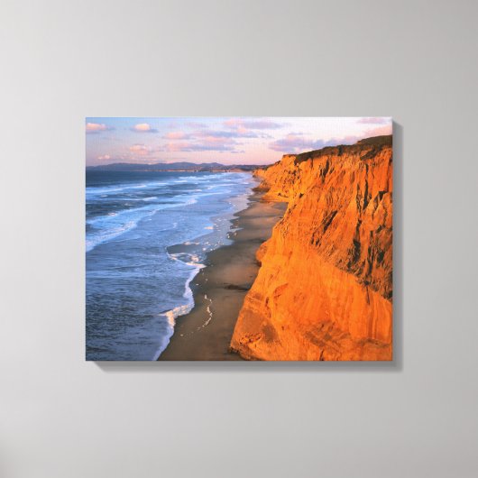 VS, Californië, Kliffen bij Pescadero State Beach Canvas Afdruk (Voorkant)