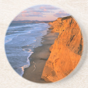 VS, Californië, Kliffen bij Pescadero State Beach Zandsteen Onderzetter